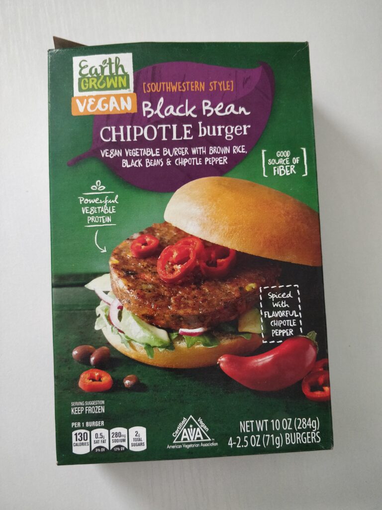 Earth Grown Vegan Black Bean Chipotle Burger