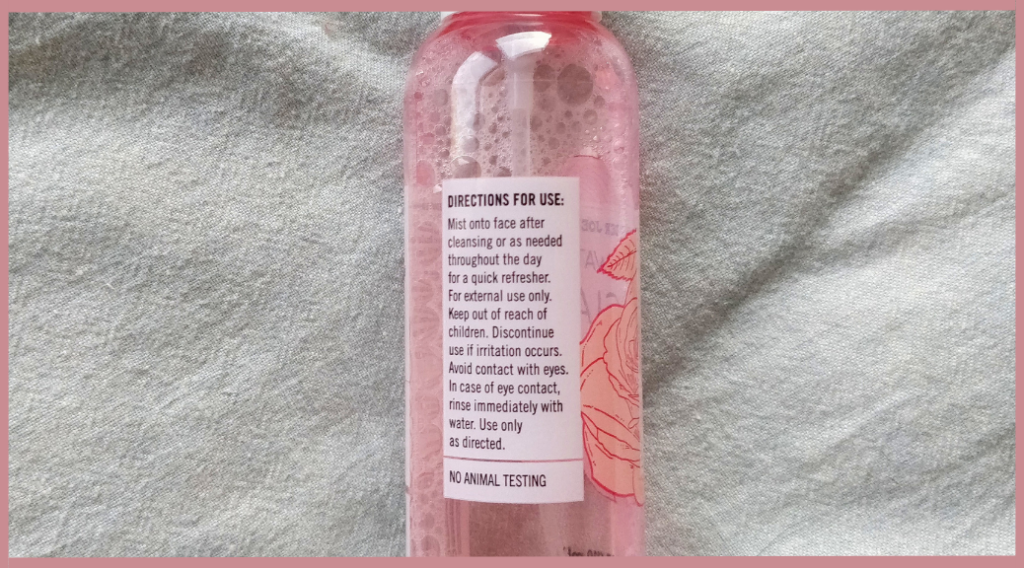 Trader Joe's Rose Water Facial Toner Directions for Use