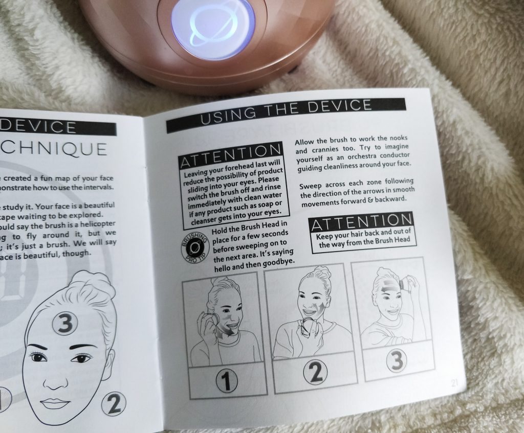 Instructions for using ONA Diamond Facial Cleansing Brush