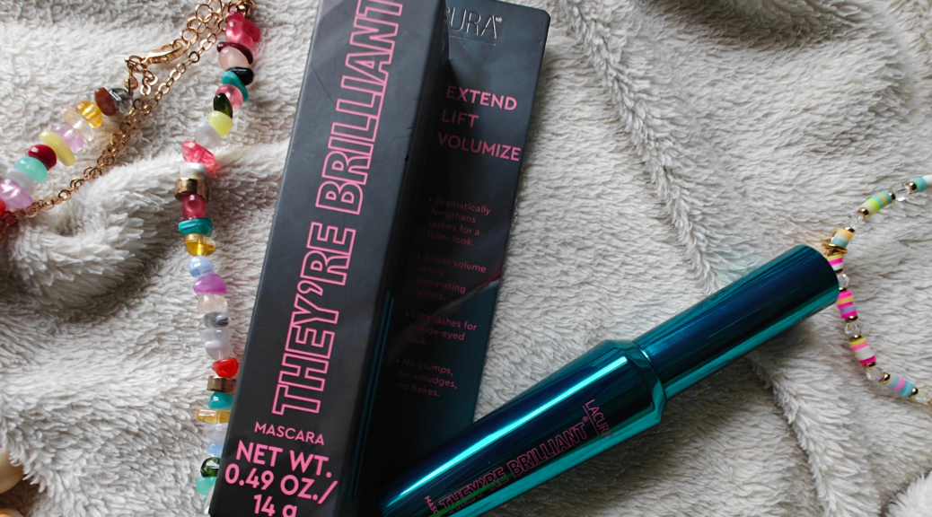 Lacura They're Brilliant Mascara box and closed tube of mascara on white blanket